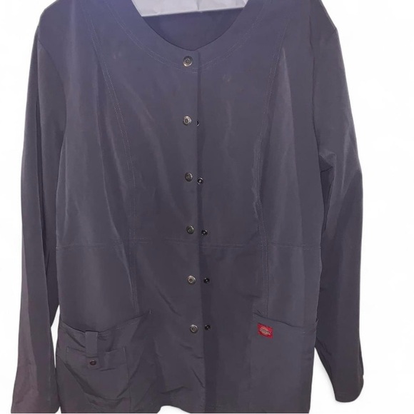 Dark Gray Button-Up Scrub Jacket - Picture 1 of 8